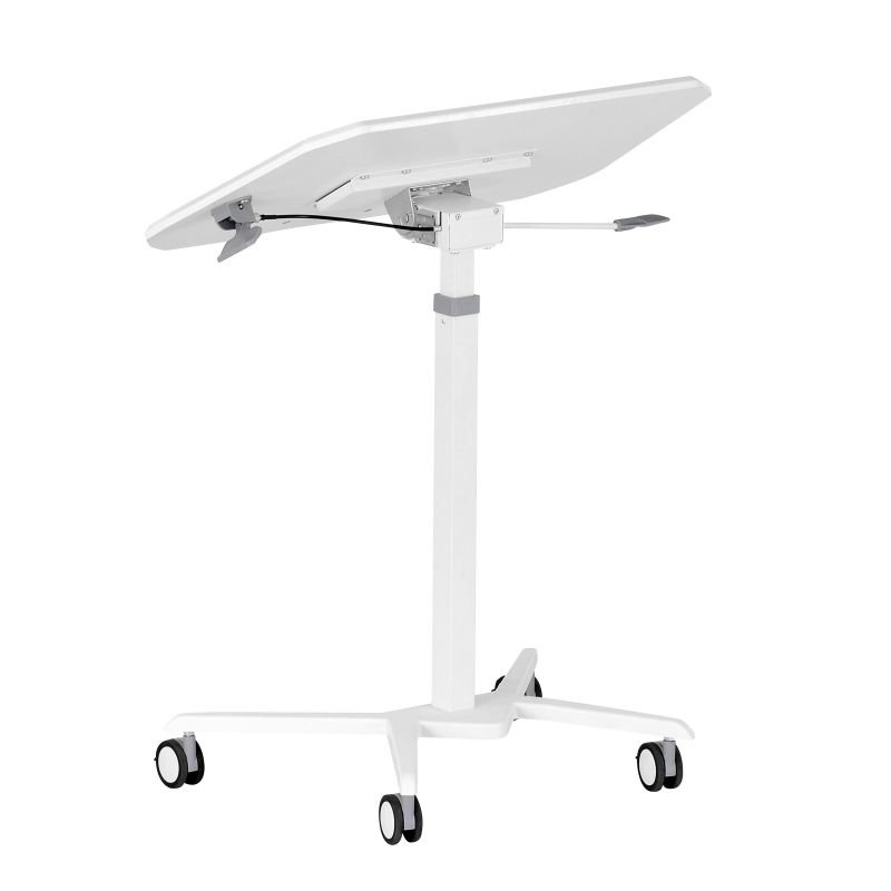 Adjustable Laptop Stand with Top Tilt Control Lever, Mobile Laptop Table for Bedrooms and Living Rooms, 27.5″ L x 18″ W x 30″ H, White