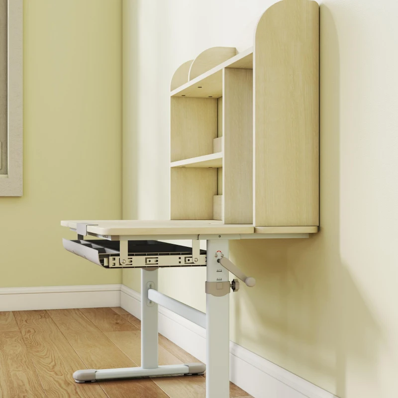 Qaba Kids Desk Height Adjustable with Tilted Desktop, Storage, Drawer, Pegboard, for 3-12 Years