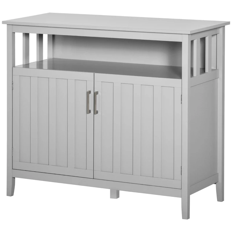 HOMCOM Sideboard Buffet Cabinet, Coffee Bar Cabinet with 2 Doors and Adjustable Shelves, Console Table for Kitchen Entryway Living Room, Gray