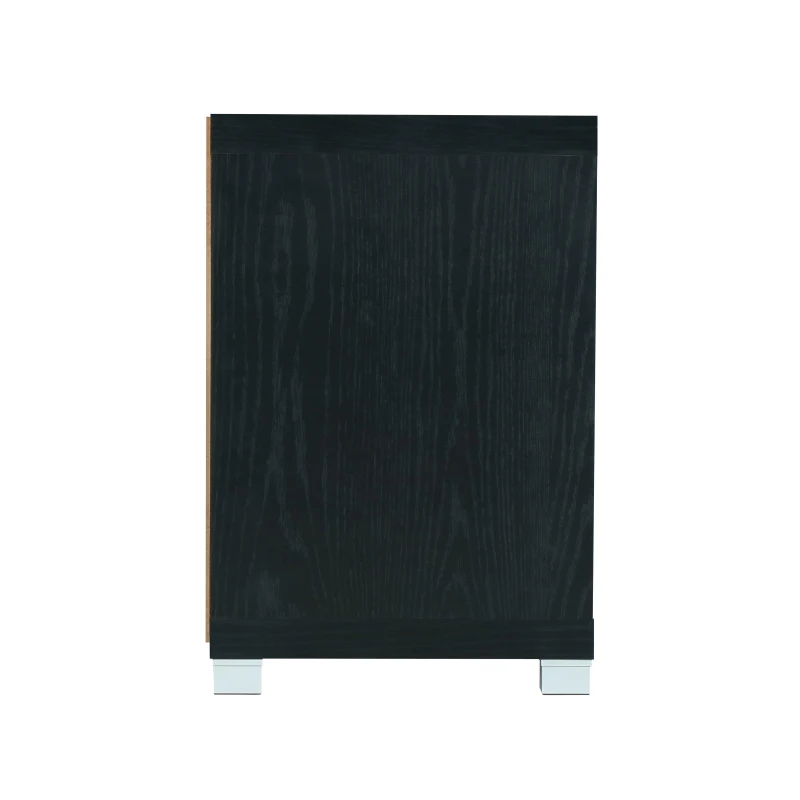 Sleek Durbin TV Stand with Glass Panel Cabinets and Cable Management, Modern Media Sideboard Cabinet for Living Room, 57" L x 15" W x 23" H, Black