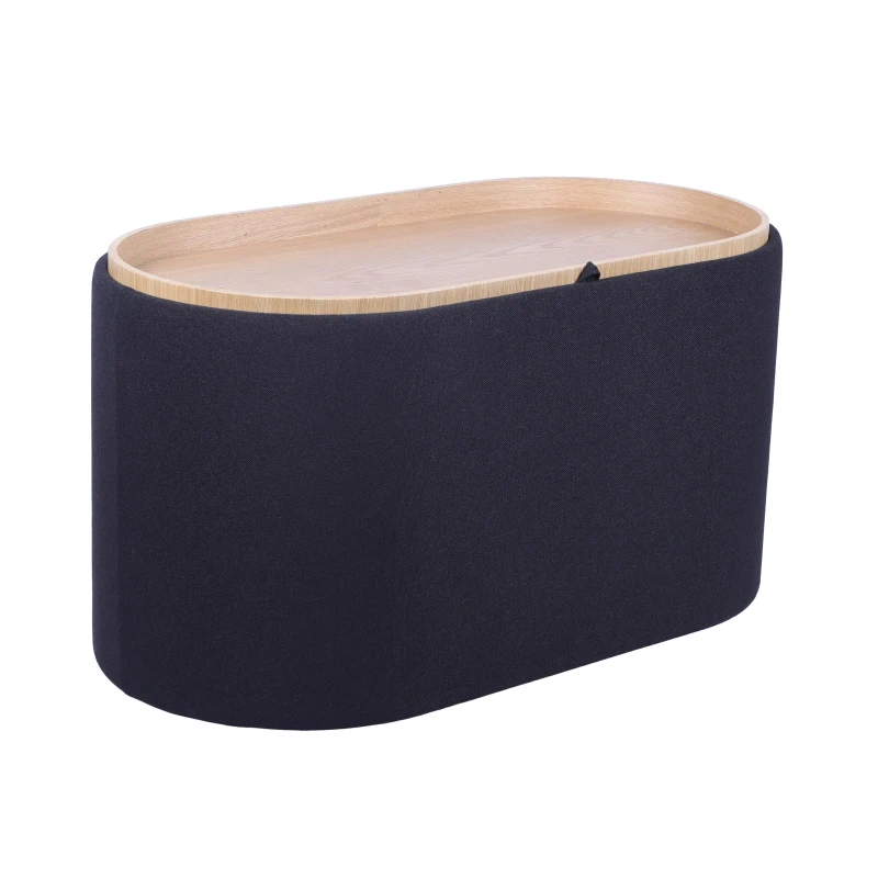 Multi-Functional Storage Ottoman with Reversible Tray Top, Versatile Seat for Living Rooms, 30" L x 15.5" W x 16.5" H, Black