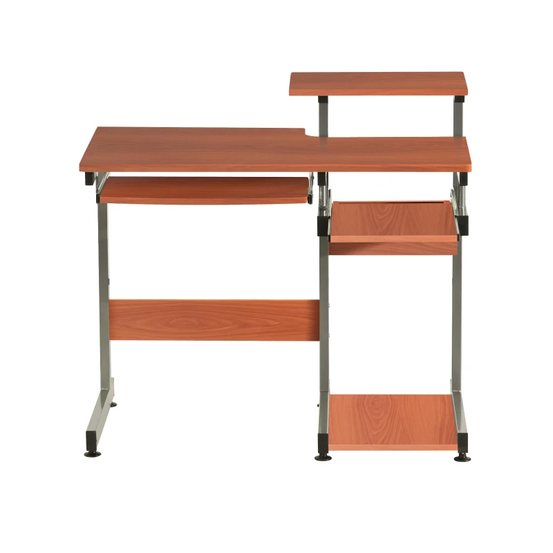 Practical Computer Desk with Slide-Out Keyboard Tray and Elevated Shelf, Ideal Workstation Table for Offices, Bedrooms, 38″ L x 22″ W x 35″ H, Brown