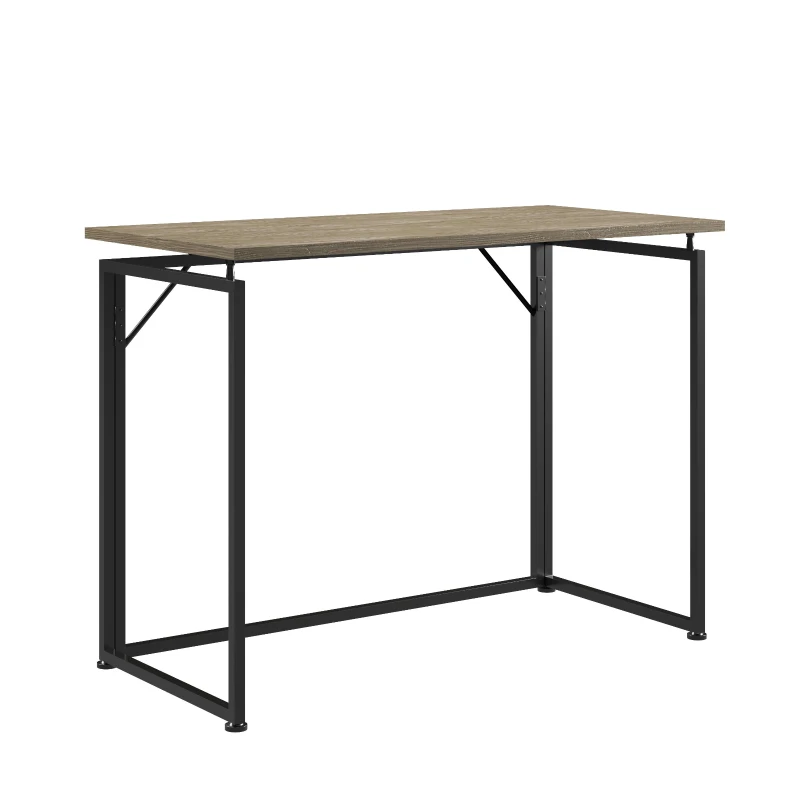 Sleek Folding Desk with Sturdy Steel Legs and MDF Top, Space-Saving Small Computer Writing Table for Apartment, 39.5" L x 19.5" W x 29" H, Grey