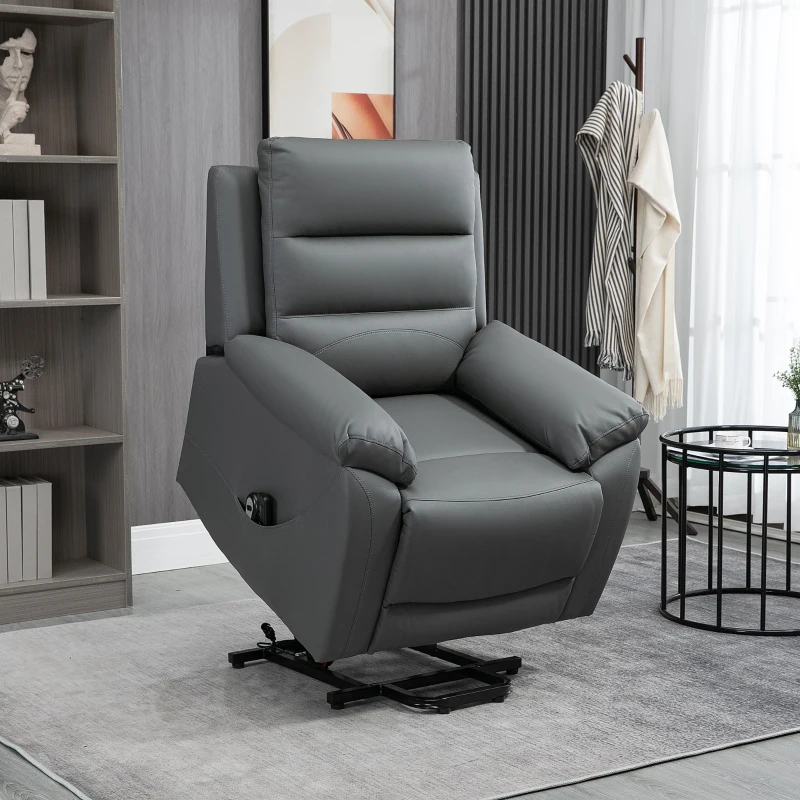 HOMCOM Electric Power Lift Chair for Elderly with Massage, Oversized Living Room Recliner with Remote Control, and Side Pockets, Grey