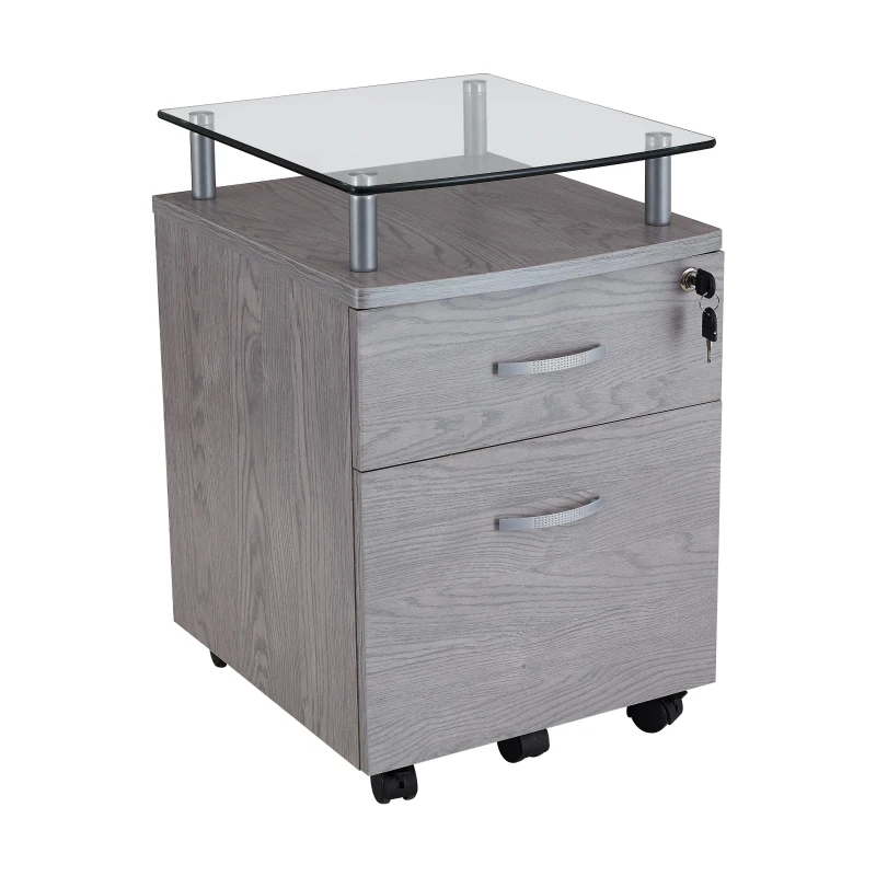 Compact File Cabinet with Hanging Drawers and Locking Design, Locking Storage Unit for Offices and Study Rooms, 15.5" L x 17.5" W x 24" H, Gray