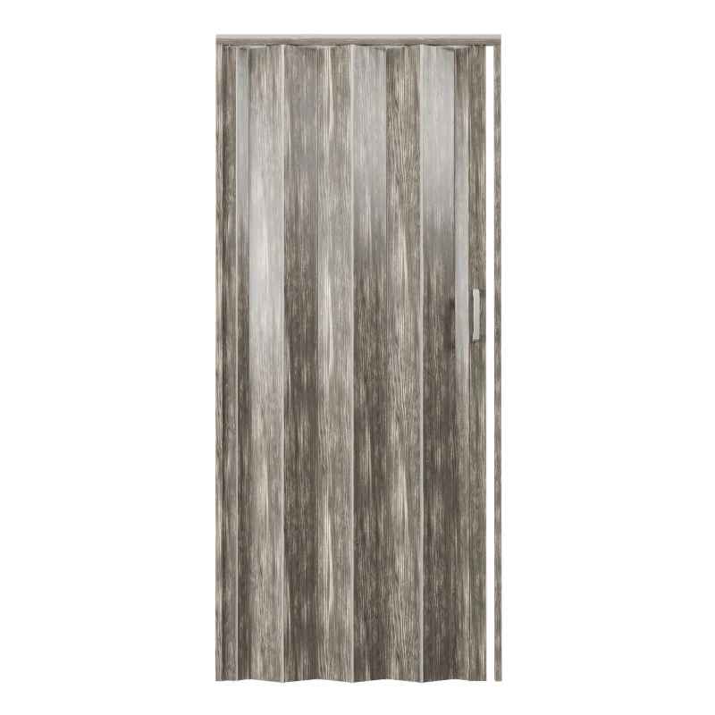 Sleek Foldable Accordion Door with Double-Walled Panels, Space-Saving Interior PVC Sliding Door for Bedroom and Closet, 36" L x 1" W x 80" H, Taupe