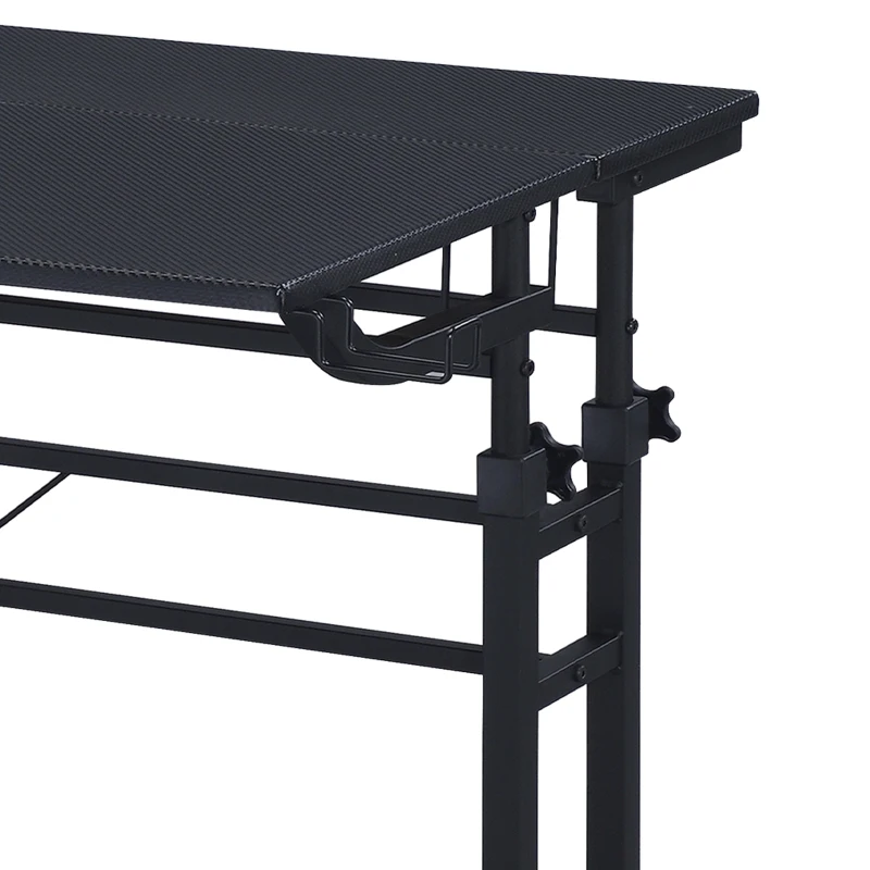 Mobile Writing Desk with Height Adjustment and Headphone Hook, Compact Worktable for Offices and Study Rooms, 35″ L x 23.5″ W x 28″ H, Black
