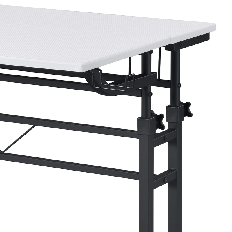 Mobile Writing Desk with Height Adjustment and Headphone Hook, Compact Worktable for Offices and Study Rooms, 35″ L x 23.5″ W x 28″ H, White