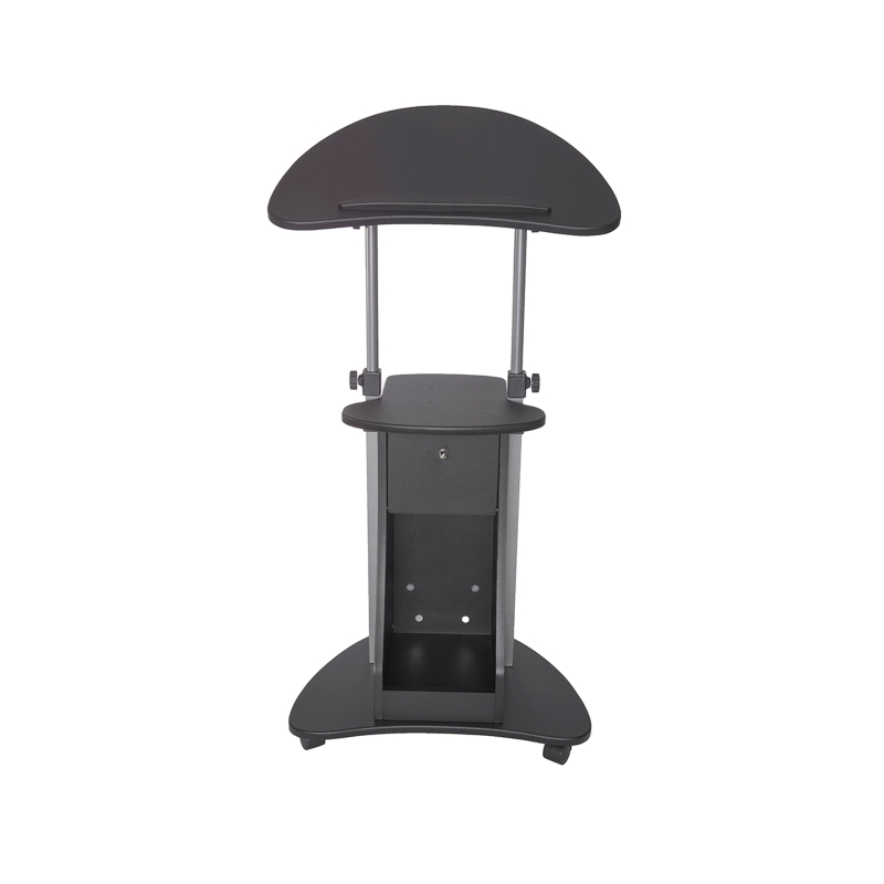 Ergonomic Sit-to-Stand Laptop Cart with Tilting Panel, Storage-Equipped Laptop Stand for Offices, 21.5″ L x 17″ W x 31.5″ H, Black