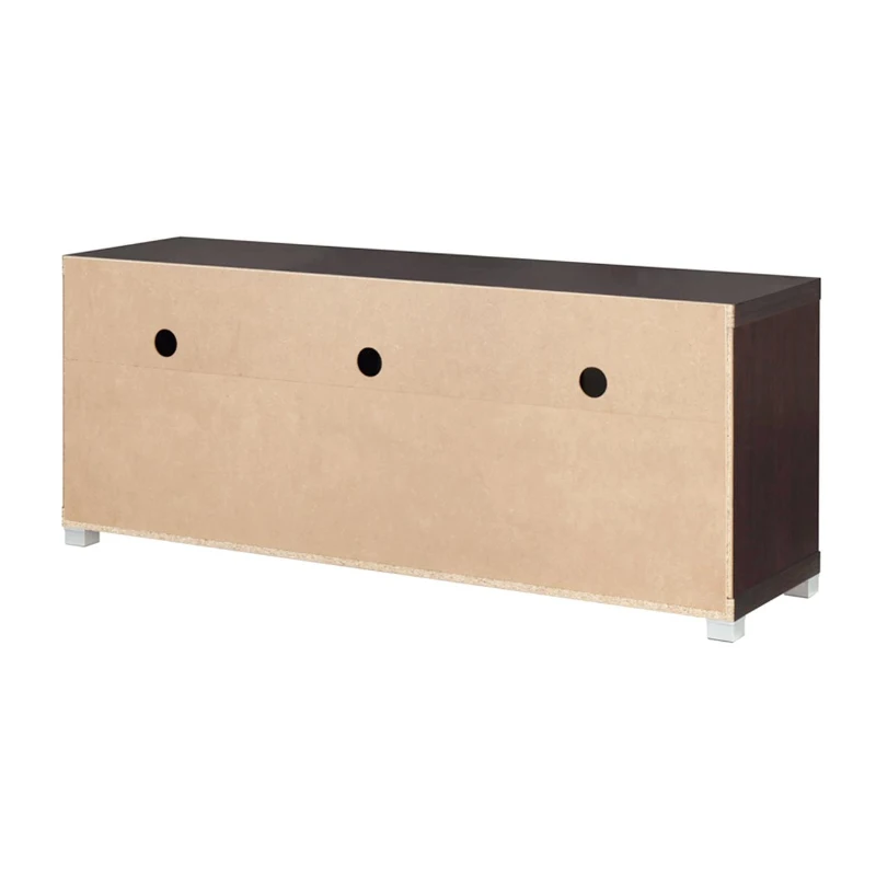 Sleek Durbin TV Stand with Glass Panel Cabinets and Cable Management, Modern Media Sideboard Cabinet for Living Room, 57" L x 15" W x 23" H, Espresso