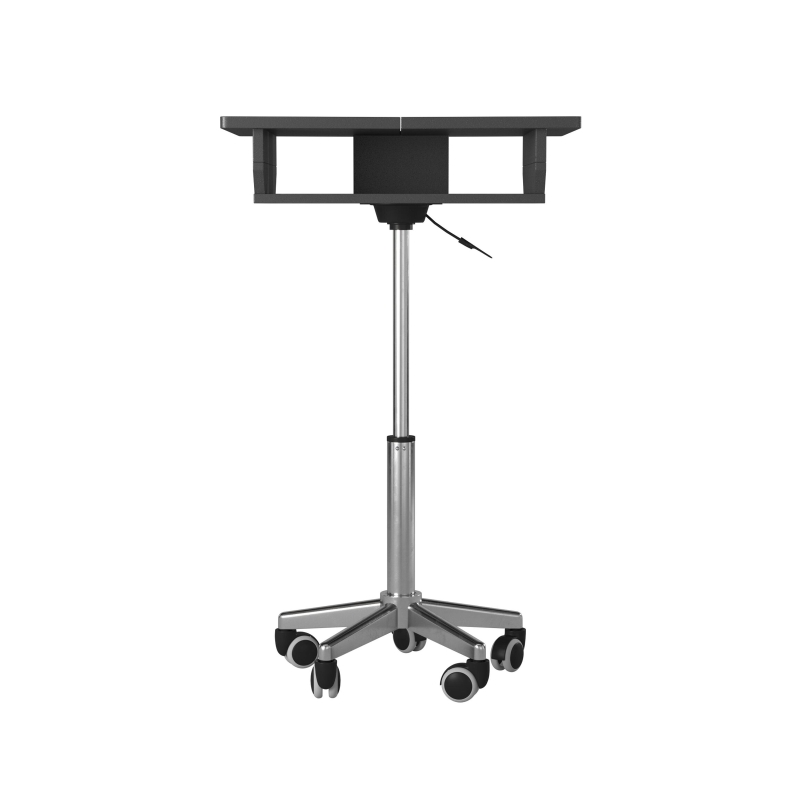 Functional Laptop Cart with Foldable Panel and Open Storage Space, Portable Table for Meeting Rooms, 21″ L x 17.5″ W x 25″ H, Black