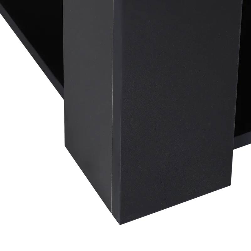 HOMCOM 2 Tier Simple Modern Coffee Table Bottom Shelf Living Room Black