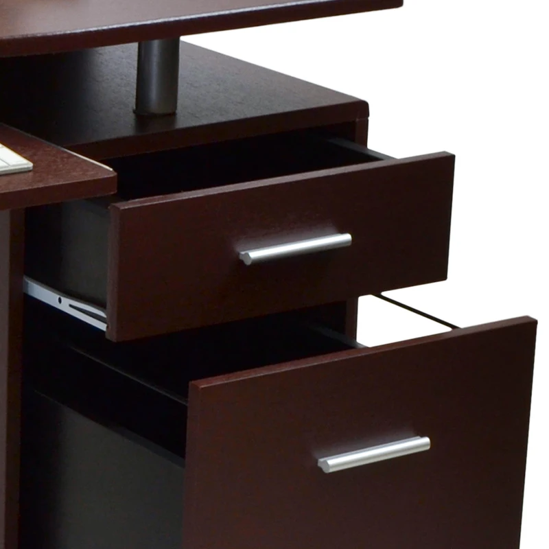 Practical Computer Desk with File Drawer and Spacious Desktop, Storage Workstation for Study Areas and Offices, 51″ L x 22″ W x 39.5″ H, Chocolate