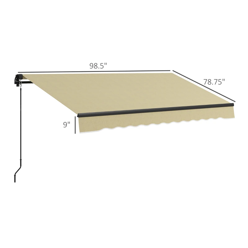 Outsunny 8' x 6.5' Retractable Awning, 280gsm UV Resistant Sunshade Shelter for Deck, Balcony, Yard, Beige