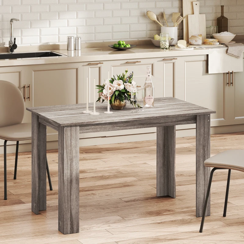 HOMCOM 47" Dining Table for 4-6 People, Modern Rectangular Kitchen Table for Dining Room, Living Room, Light Gray Wood Effect
