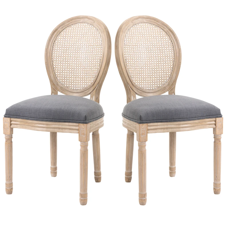 HOMCOM French-Style Upholstered Dining Chair Set, Gray