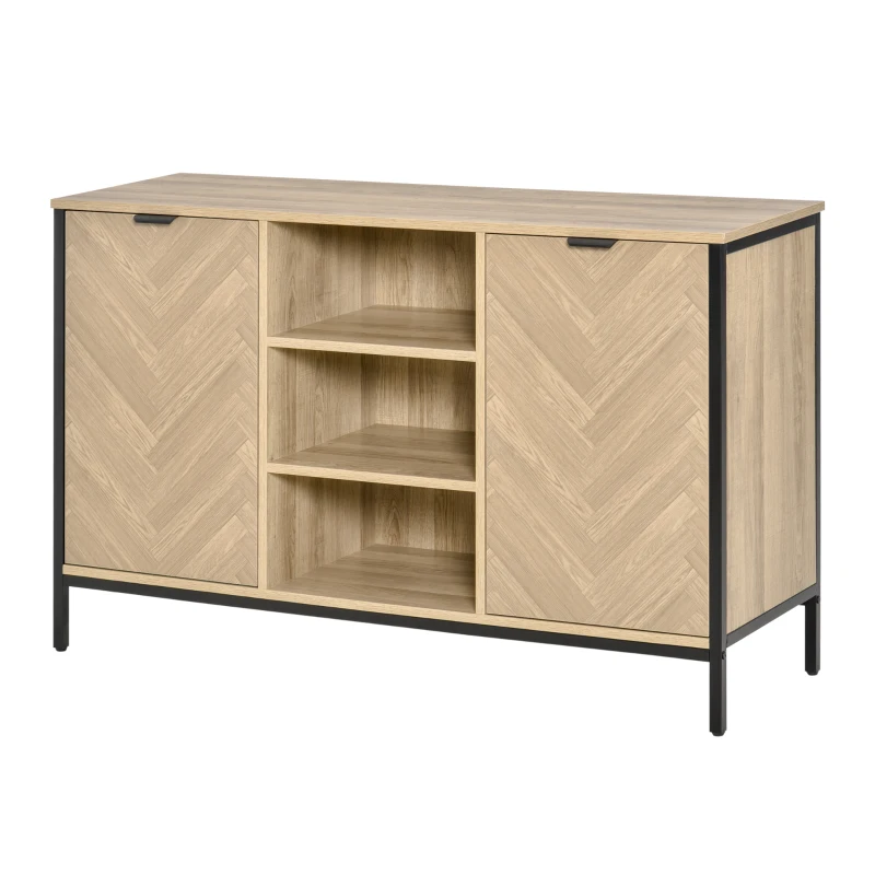 HOMCOM Sideboard Buffet Storage Cabinet Cupboard with 2 Doors and Adjustable Shelves for Dining Room, Kitchen, Living Room, Oak Tone