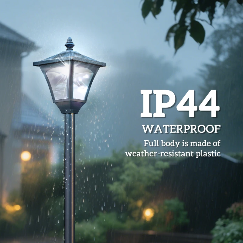 Outsunny 47" Single Solar Lamp Post, 30 Lumens Garden Solar-Powered LED Streetlight Style Outdoor Light Waterproof 5-6 Hours with Base for Lawn Pathway Walkway, Black