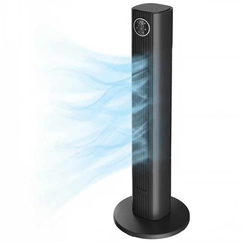 HOMCOM 28dB Tower Fan with 12 Speeds and 4 Modes, Standing Floor Fan with 80° Oscillating, 12H Timer, Black