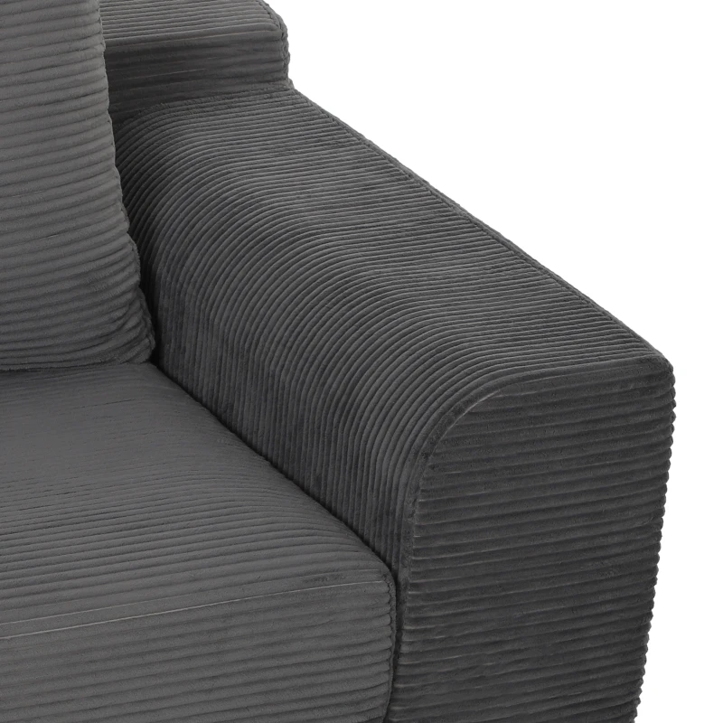 HOMCOM 51" Chair Bed, Corduroy Upholstered Sleeper Chair with Pillow, Dark Grey