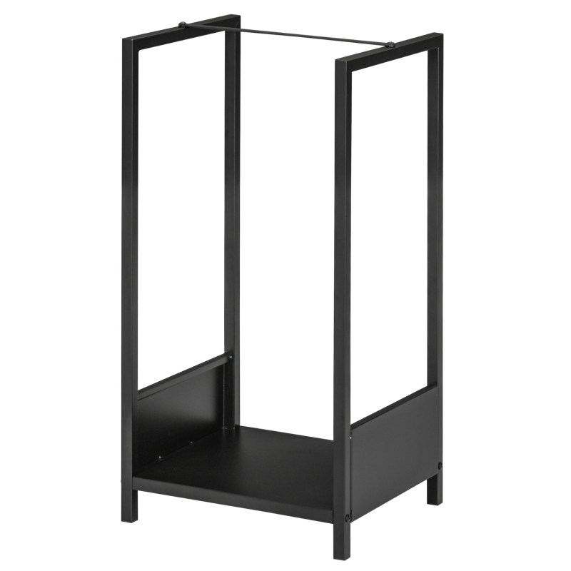 Outsunny Firewood Rack, Log Holder for Fireplace, Outdoor Indoor Wood Storage Stacker, 15.4" x 13.8" x 29.9", Black