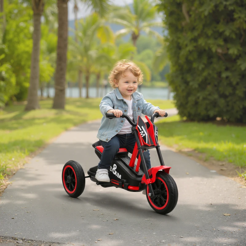 Qaba Kids Tricycle, Toddler Trike with Pedal for Indoor Outdoor Use, 3 Wheel Trike for Ages 18-36 Months Boys Girls, Red