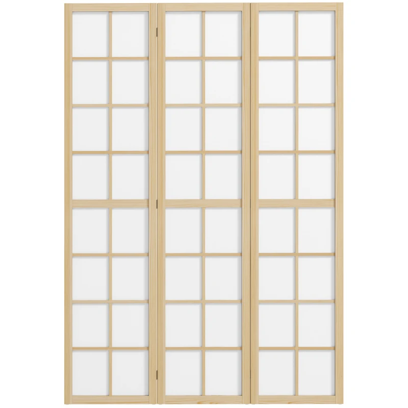 HOMCOM 3 Panel Room Divider, 5.6 ft Folding Wall Divider Room Partition for Home Office, Bedroom