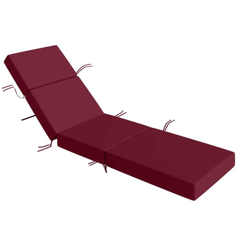 Outsunny Chaise Lounge Cushion, 4" Thick Outdoor Lounge Chair Cushion with Ties for Patio, 21" x 72", Red