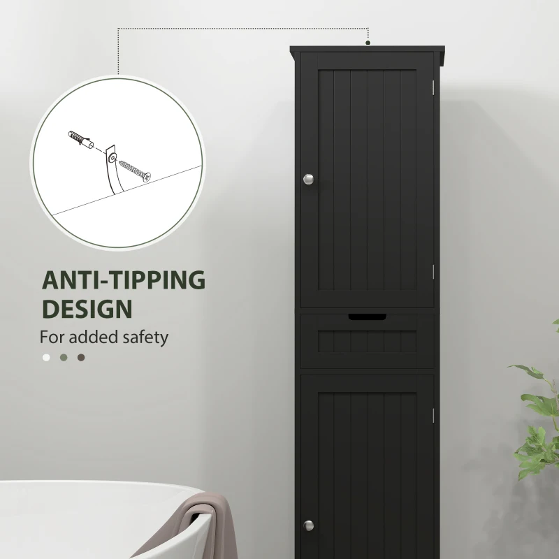 HOMCOM Freestanding Bathroom Cabinet with Drawer and 2 Doors, Tall Bathroom Cupboard for Kitchen, Study, Living Room