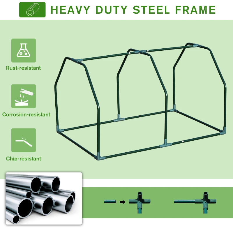 Outsunny 39" x 28" x 24" Portable Mini Greenhouse PE Grow House with Zipper Door Gardening Plant Cover Steel Frame