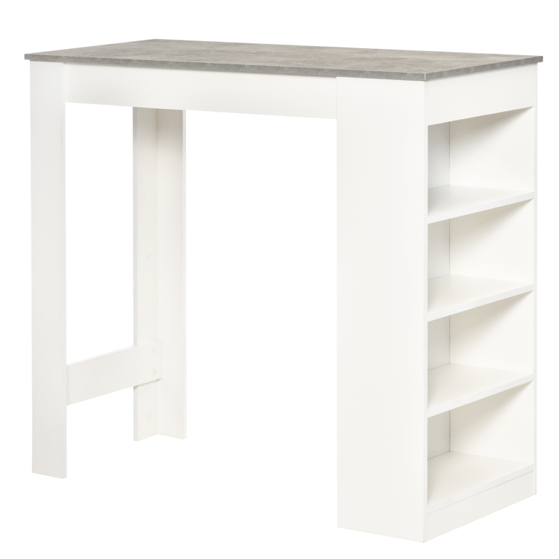 HOMCOM Bar Table, High Top Pub Table with 4 Storage Shelves, Modern Bar Height Table for Home Bar, Kitchen, Grey