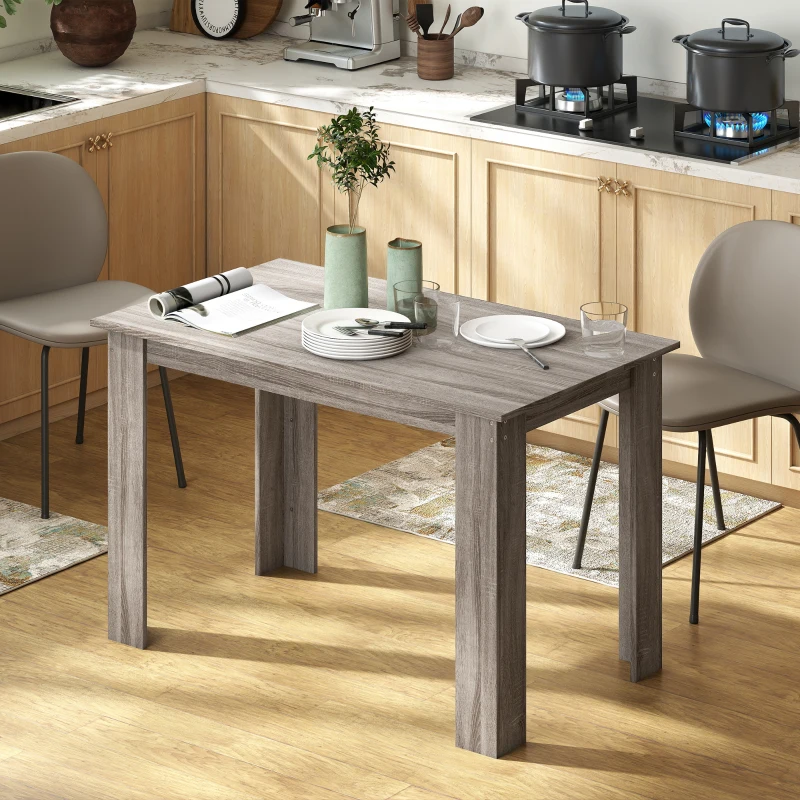 HOMCOM 47" Dining Table for 4-6 People, Modern Rectangular Kitchen Table for Dining Room, Living Room, Light Gray Wood Effect