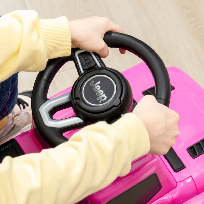 Aosom Kids Ride on Push Car, with Engine Sounds & Under-Seat Storage, Foot-to-Floor Ride on Sliding Car with Horn, Sit and Scoot Ride on Toy, Ages 1.5-3 Years, Pink
