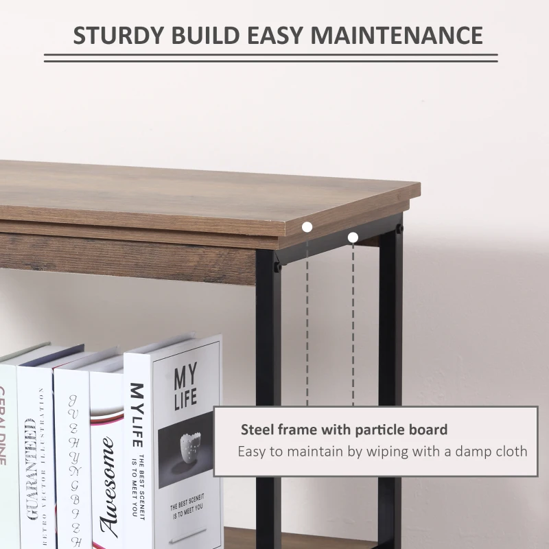 HOMCOM 4-Tier Industrial Modern Style Open Standing Bookshelf Organizer Storage Rack for Living Room, Bedroom, Brown / Black