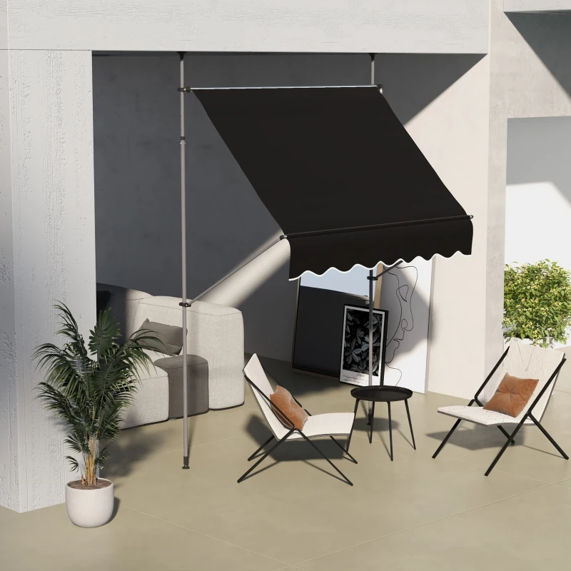 Outsunny 6.5' x 4' Manual Retractable Awning, Non-Screw Patio Awning, UV Resistant for Window or Door, Black