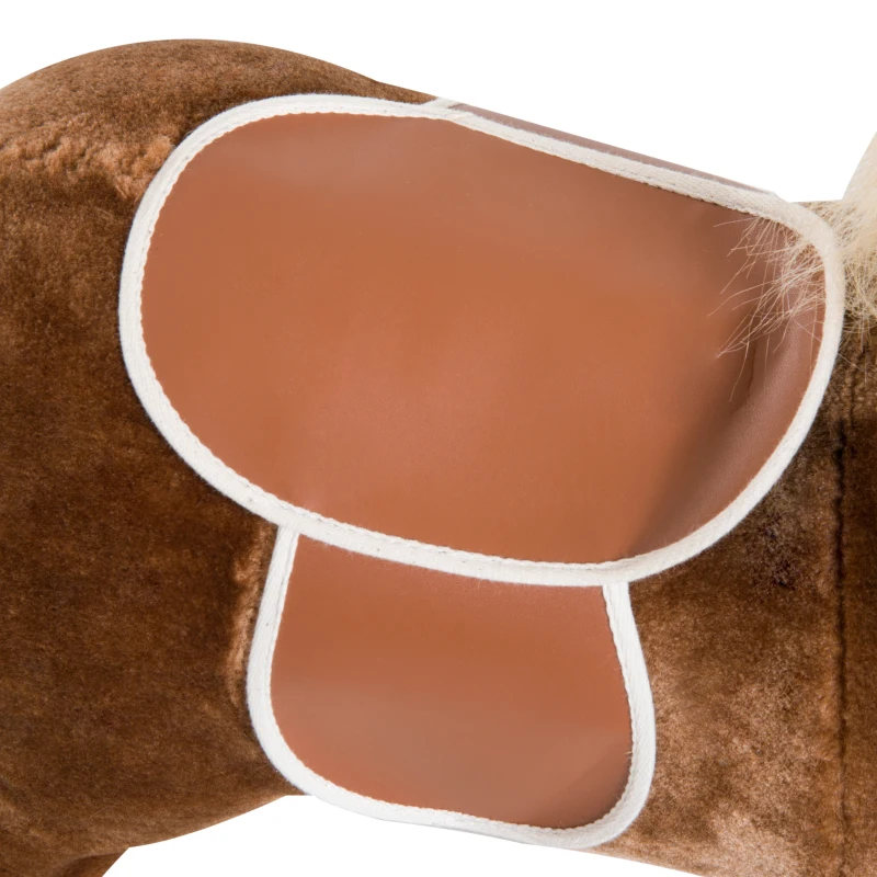 Qaba Kids Ride on Rocking Horse Toddler Plush Toy with Realistic Sounds for 3-6 Years Old Children - Brown