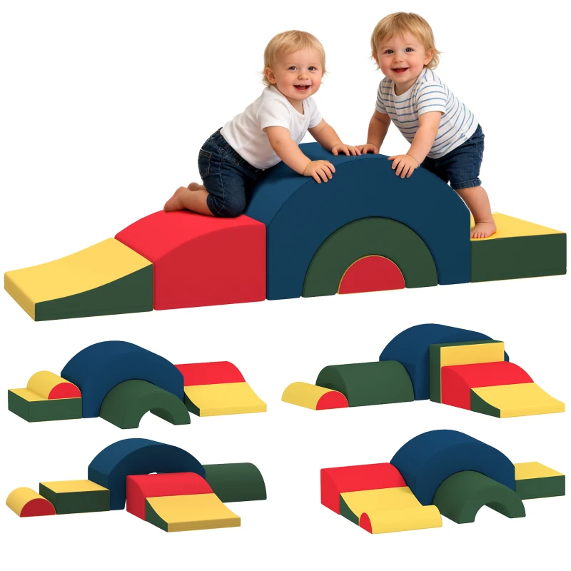 Qaba Toddlers Climbing Toys, 5-Piece Foam Climbing Blocks, Soft Play Set, Indoor for Stacking, Crawling, Sliding