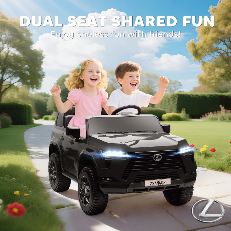 Qaba 12V Ride On Car, Licensed Lexus GX550, 2-Seater Kids Electric Vehicle with Remote Control and Suspension System, Black
