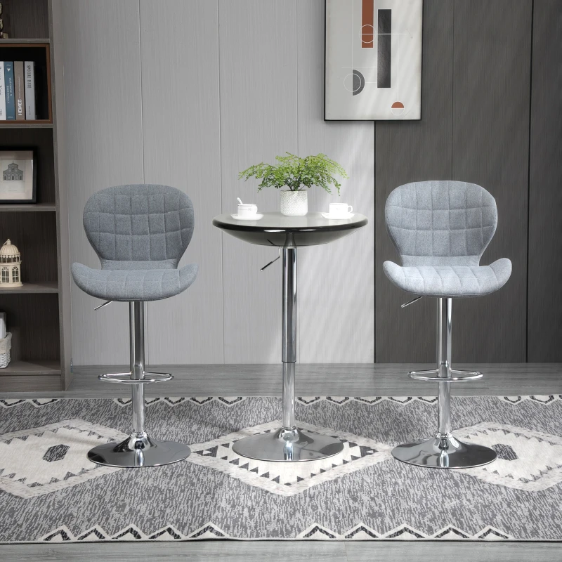 HOMCOM Round Bar Table with Metal Base, Adjustable Counter Height Pub Table, 29.5"-38.25" H Tall Bistro Table, Black, Silver