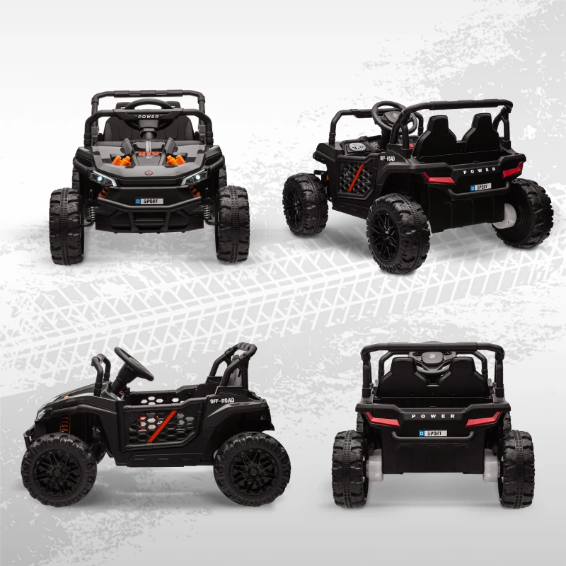Qaba 12V Ride On Truck, Battery Powered Electric Car for Kids w/ Remote Control, 4-Wheel Suspension & LED Lights, Black
