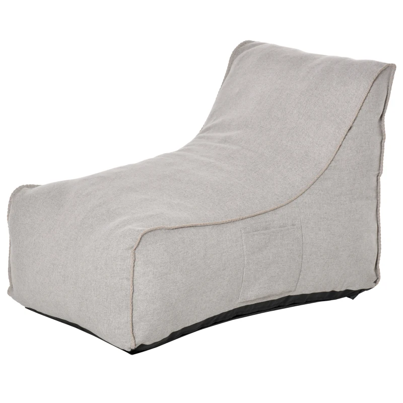 HOMCOM Bean Bag Chair, Stuffed Large Lounger for Indoors, Includes Washable Cover, Side Pockets and Backrest, for Kids and Adults, Grey