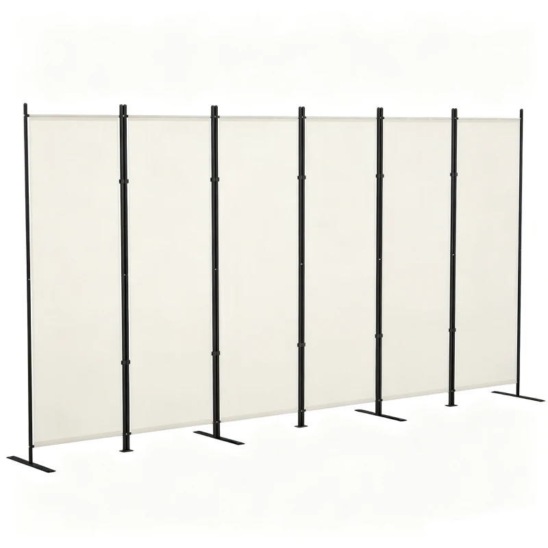 HOMCOM 6 Panel Room Divider, 6 Ft Folding Privacy Screen, Portable Freestanding Partition Wall Divider, Beige