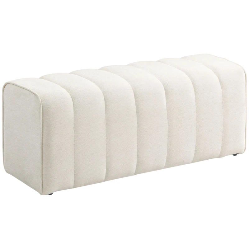 HOMCOM 43" Upholstered Bedroom Bench Modern End of Bed Bench Load up to 485 lbs for Bedroom Hallway Living Room Cream White