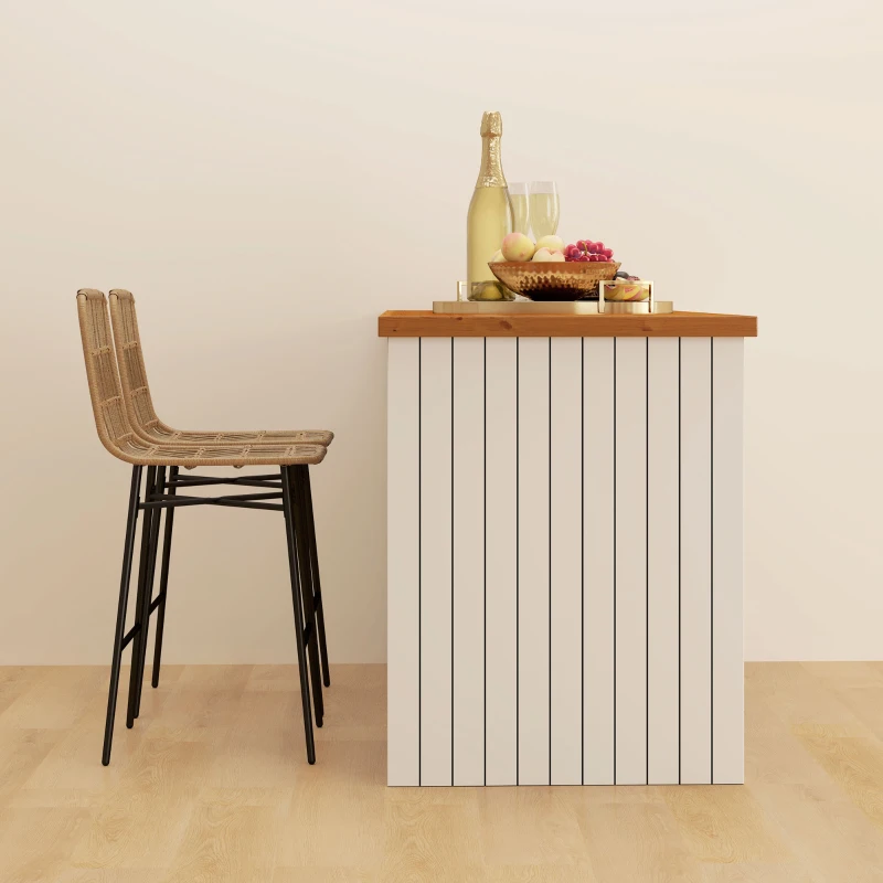 HOMCOM Rattan Counter Bar Stools Set of 2, 26" Counter Height Barstools with Back, Bar Chairs for Kitchen Island, Brown