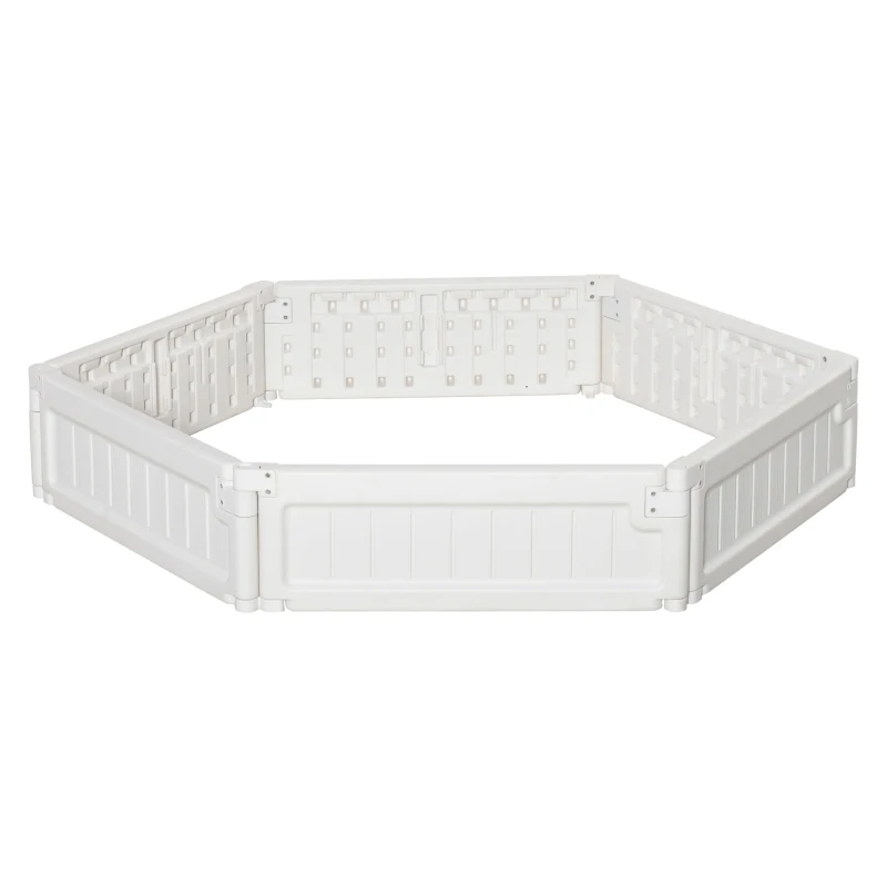 Outsunny 48" x 24" Raised Garden Bed Kit, Divisible Planting Box DIY Garden Elevated Planter for Outdoor & Indoor Backyard, Wood Imitating Grain, Easy Assembly, with 6 Stakes, White