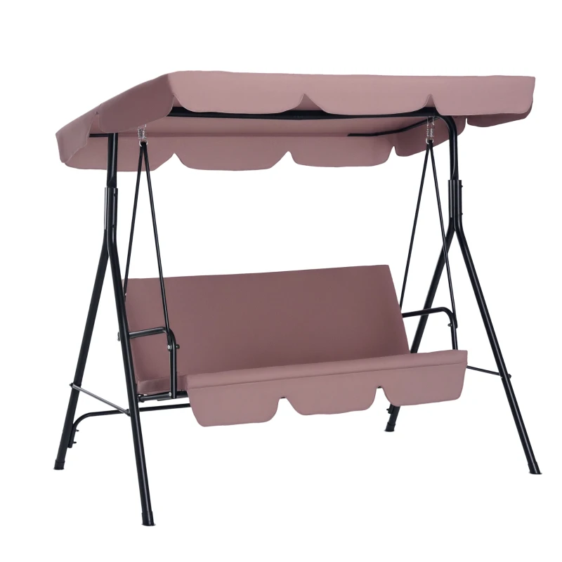 Outsunny 3-Seater Outdoor Porch Swing with Adjustable Canopy, Patio Swing Chair for Garden, Poolside, Backyard, Brown