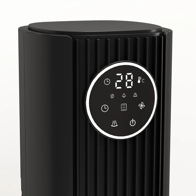 HOMCOM 28dB Tower Fan with 12 Speeds and 4 Modes, Standing Floor Fan with 80° Oscillating, 12H Timer, Black