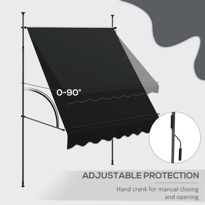 Outsunny 6.5' x 4' Manual Retractable Awning, Non-Screw Patio Awning, UV Resistant for Window or Door, Black