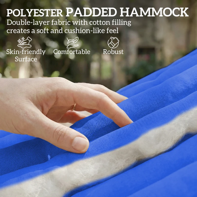 Outsunny Outdoor Hammock 2-Person, with Pillow & Pad, 440 lbs Capacity, Navy Blue