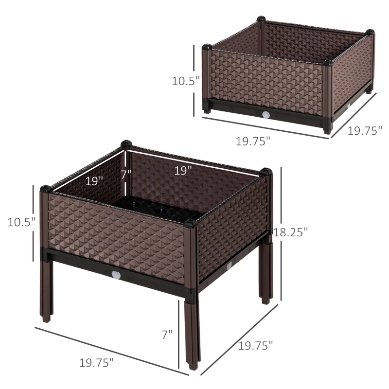 Outsunny Set of 4 Garden Raised Bed Kit, DIY Elevated Planter Box, Flower Vegetables Planting Container with Self-Watering Design and Drainage Holes for Indoor & Outdoor Use